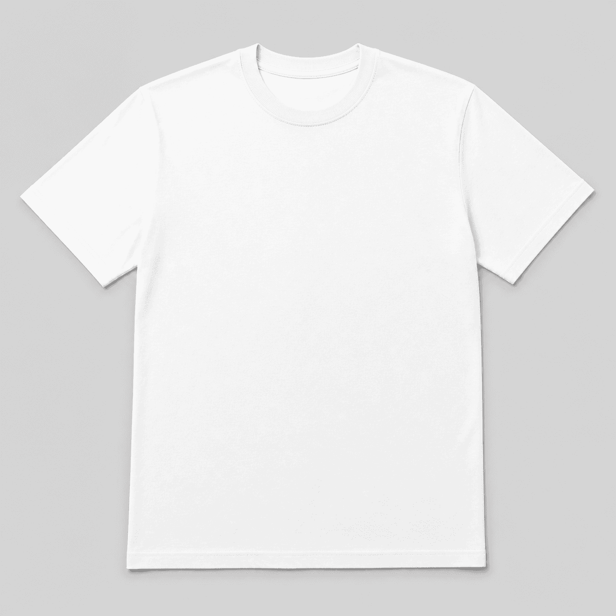 2" x 2" T-shirt neck label preview on generated blank white t-shirt front mockup